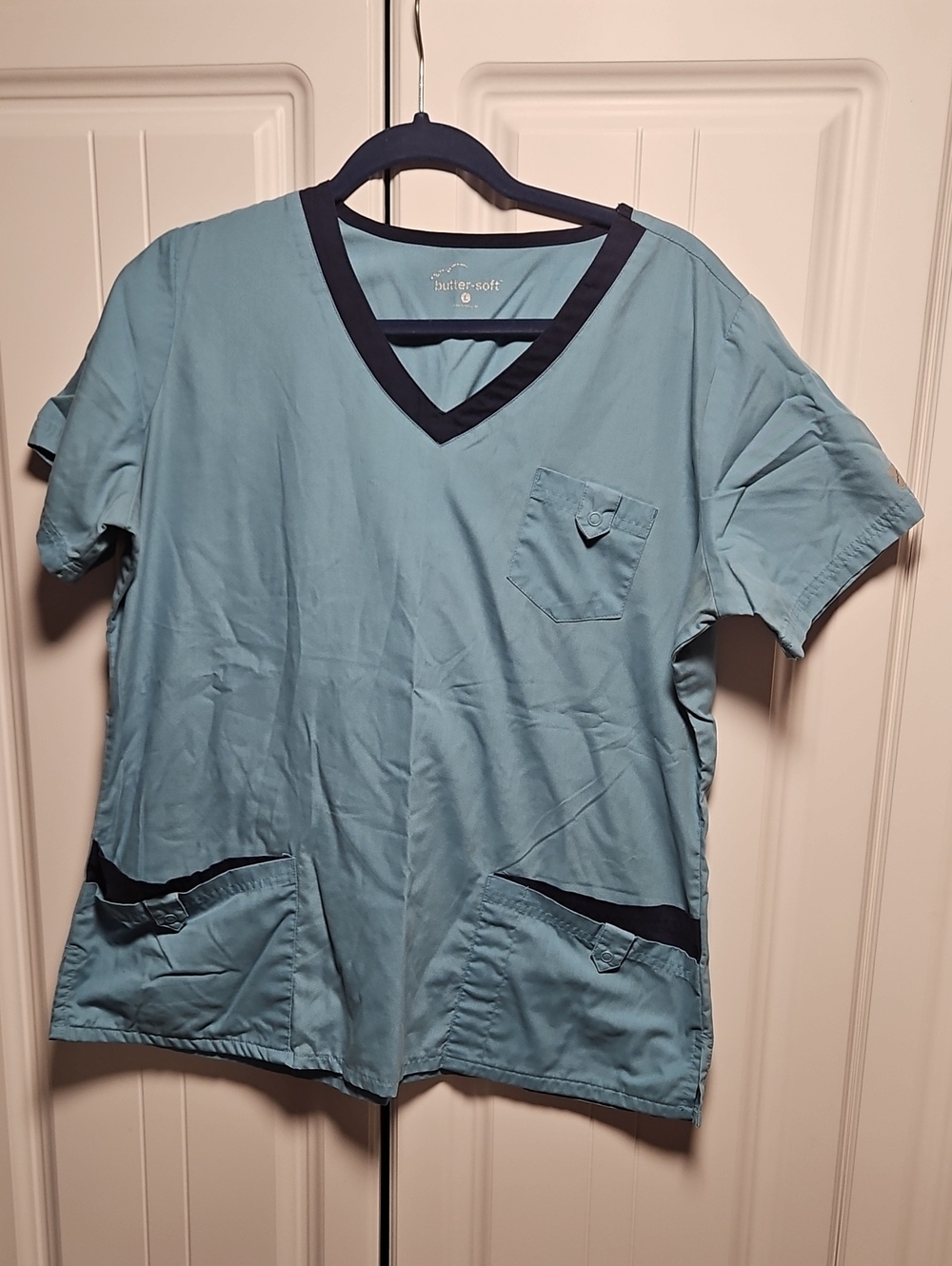 Butter-Soft V-Neck Scrub Top in Light Blue